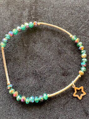 Colorful Glass Stone Bracelet with Charm